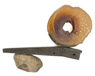Herbert Babcock (American, B. 1946) Cast Glass, Metal And Stone Sculpture Walled Disk #2