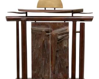 Russell Thayer (American, B. 1959) Brass, Cast Bronze with Limestone Base 1999, Dawn's Gate, H 30" W 24"