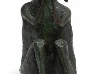 Bronze Sculpture, Man Playing the Flute, H 11.5" W 6.5" Depth 7"