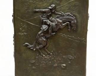 Mario F. Nardini, Remington Motif Bronze Pedestal H 35" W 23" Depth 15"