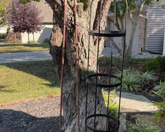 Plant Stand And Two Brass Torches