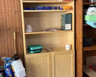 Tall Wood Shelves And Content