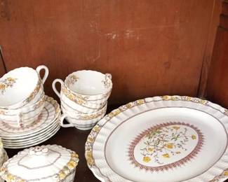 Buttercup platter, t-cups, saucers and sugar.