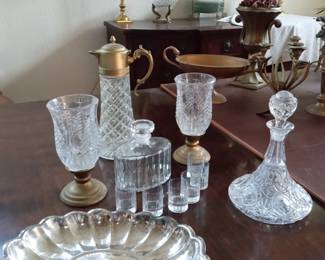 An example of many glass and silver items