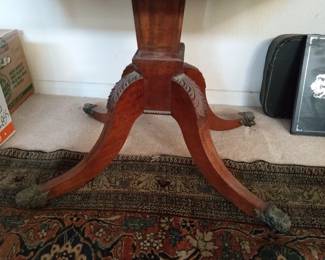 Beautiful carving on the legs of the antique desk.
Sarouk hand knotted 13x 19 ft carpet also for sale.