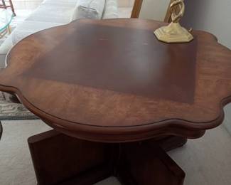 RARE FIND: Beautiful "game table." 
Here it is in the raised "play" position but can be lowered as in other picture.