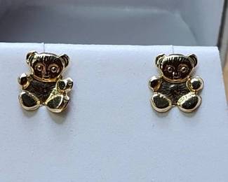 03 JCM 14kt Gold Teddy Bear Earrings