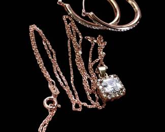 14kt Over Sterling Necklace Earrings