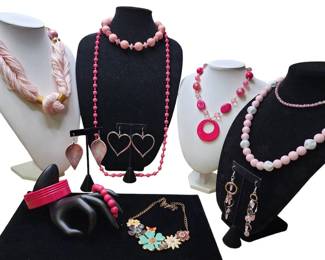 Passionately Pink Jewelry Lot Great With A Black Sweater