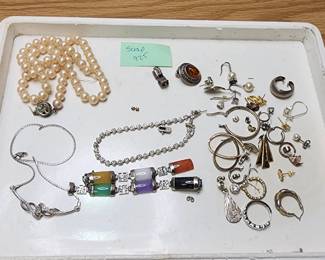 Scrap Sterling Diamonds  Pearls  Gems  Fixable  Single Earrings