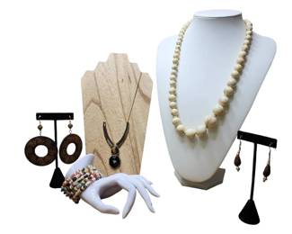 Wood Earrings 14kt Charming Charlie Necklace  Graduated Beaded Necklace  More