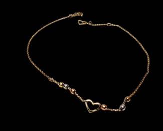 Z 10kt Gold Heart Ankle Bracelet