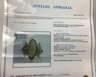 14KT YELLOW GOLD OPAL & DIAMOND RING, 2.65ct OPAL, .45ct DIAMONDS, 4.56g, SIZE 7, IAS APPRAISAL $3,615,