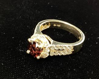 14KT GOLD RED SPINEL & DIAMOND RING, 1.16ct SPINEL, .38ct DIAMONDS, SIZE 7.5, 4.4g, GAL APPRAISAL $5,215,