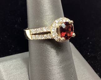 14KT GOLD RED SPINEL & DIAMOND RING, 1.16ct SPINEL, .38ct DIAMONDS, SIZE 7.5, 4.4g, GAL APPRAISAL $5,215,