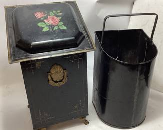 ANTIQUE VICTORIAN TOLE WARE COAL SCUTTLE