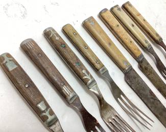 ANTIQUE BONE & WOOD HANDLE FLATWARE CIVIL WAR ERA