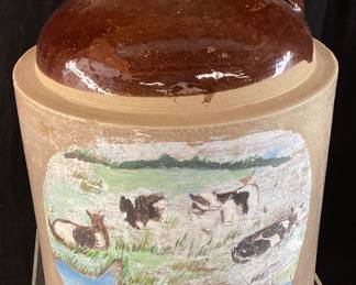 VTG. HAND PAINTED STONEWARE JUG