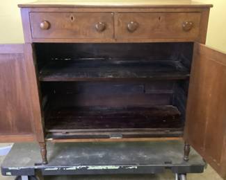 ANTIQUE EMPIRE FLAME MAHOGANY SIDEBOARD