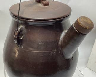 ANTIQUE STONEWARE BATTER JUG w LID