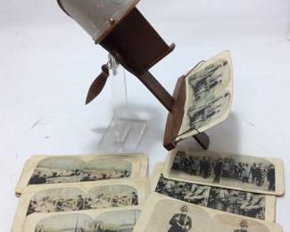 ANTIQUE STEREOSCOPE WITH MILITARY