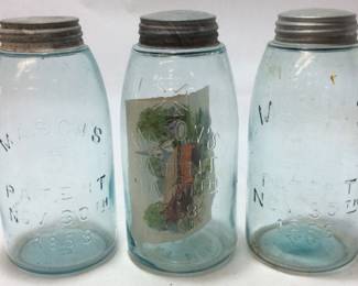 3 1858 MASONS JARS