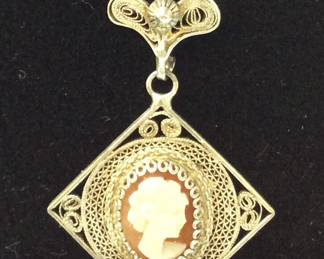 VINTAGE STERLING FILAGREE CAMEO