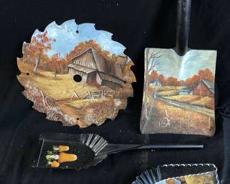 HAND PAINTED SAW BLADE, SHOVEL HEAD