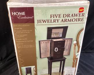 FIVE DRAWER JEWELRY ARMOIRE, NIB