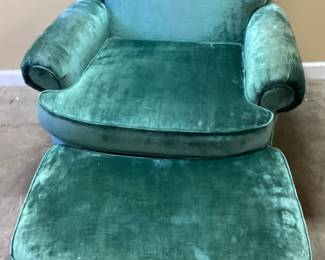 VELVET ARMCHAIR & MATCHING OTTOMAN
