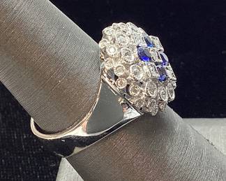 18KT GOLD SAPPHIRE & DIAMOND RING SIZE 7, .60ct TANZANITE AIGL APPRAISAL $6200