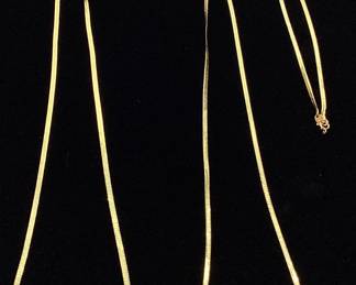 (2) 14KT YELLOW GOLD HERRINGBONE CHAINS 7.2 GRAMS,