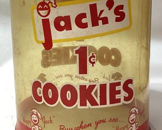 VTG. JACK’S 1 CENT COOKIES JAR