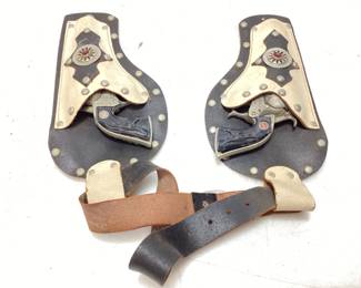 PAIR OF VTG. CAP GUNS w THE HOLSTERS