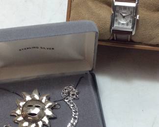 FOSSIL WATCH,STERLING PENDANT/BRACELET