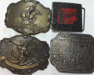 4 MENS BRASS BELT BUCKLES
