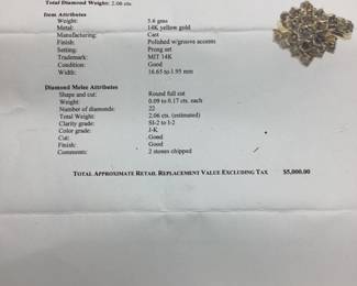 14kt GOLD & DIAMOND CLUSTER RING 2.06ct DIAMONDS, 5.5g, SIZE 7, AIJ APPRAISAL $5000,