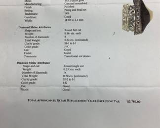 14kt GOLD & DIAMOND RING, .70cts DIAMONDS, 5.5g, SIZE 7, AJI APPRAISAL $3,750