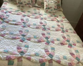 Cream, Green And Pink Bedding Set