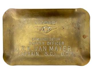 Vintage USS Wright Captain RK Van Mater Plaque

