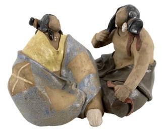 Signed Ceramic Alaskan Family Sculpture
