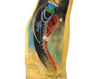 Signed Terry Yazzie Acrylic on Sandstone Art
