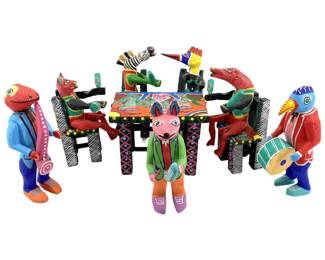 Signed Martin Melchor Oaxaca Folk Cantina Set
