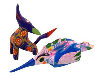 2pc Oaxaca Mexican Folk Art Spirit Animals
