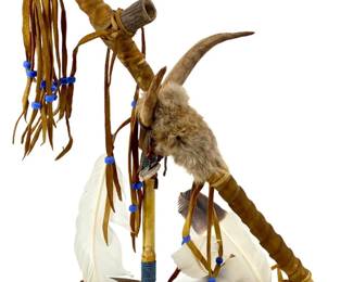 Native American Buffalo Horn Pipe and Stand
