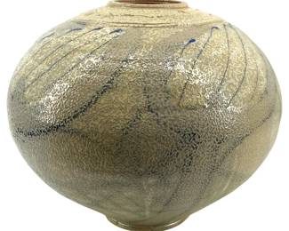 Large Signed Rogers Ceramic Round Art Vase
