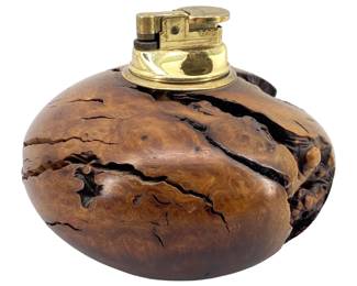 Vintage Burl Wood Gas Lighter
