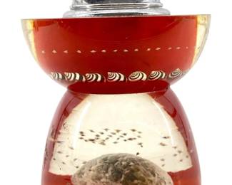 Vintage Aquatic Red Art Glass Lighter
