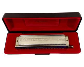 Vintage Hohner 64 Chromonica Harmonica & Case