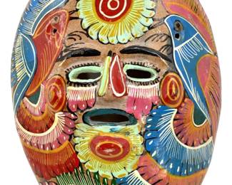 Vintage Hand Painted Mexican Clay Mask
